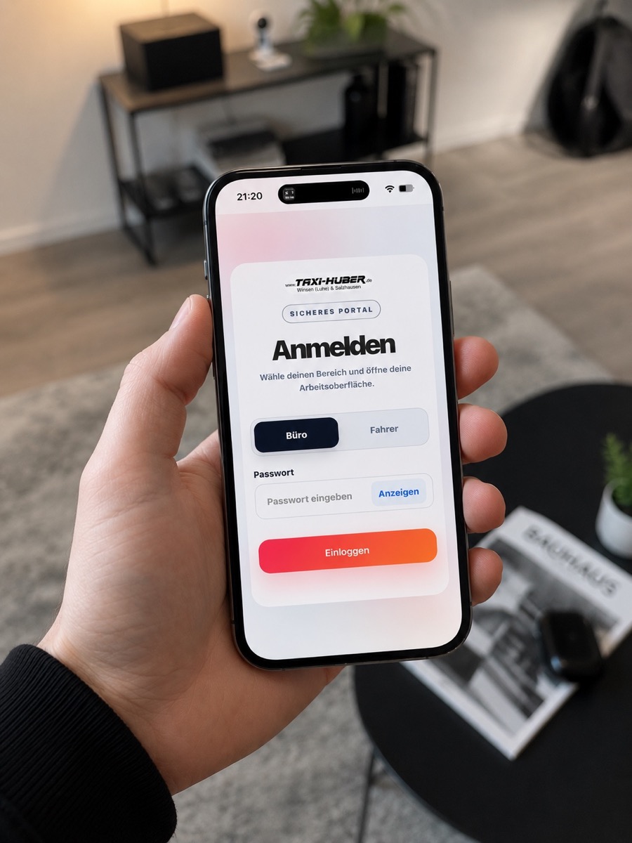 Sicherer Login für ein Fahrerportal