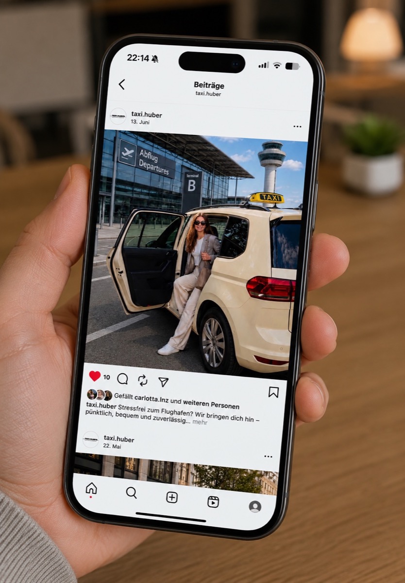 Instagram-Beitrag für ein Taxiunternehmen